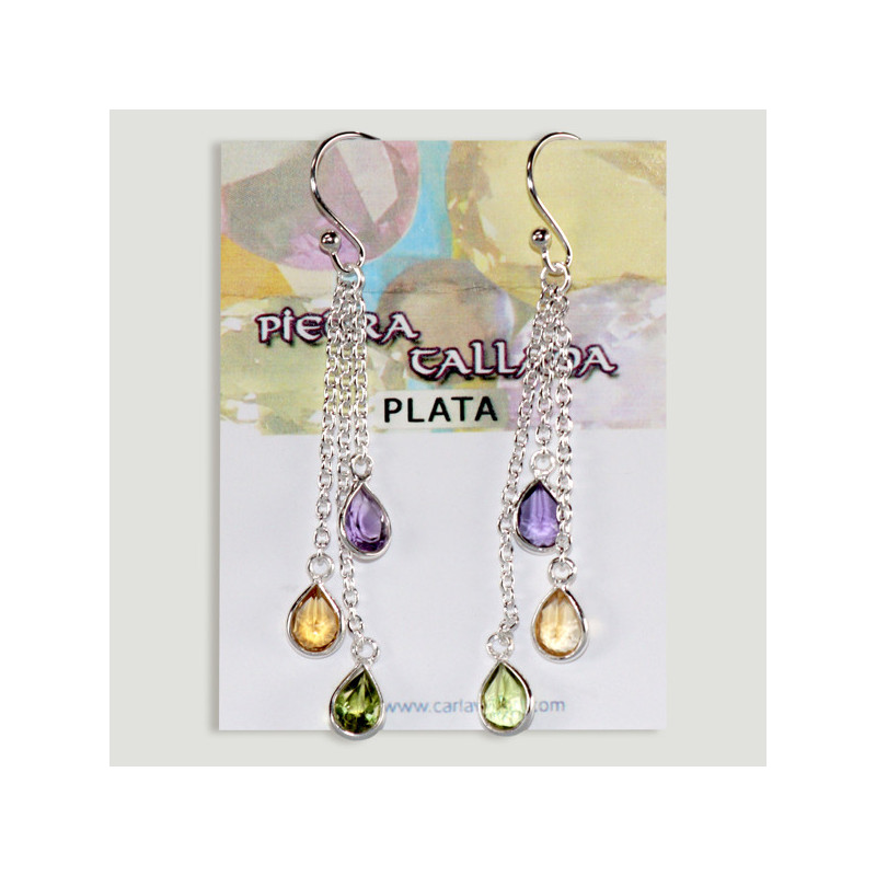 Pendientes PLATA. Amatista, Citrino y Olivino Pendientes PLATA. Amatista, Citrino y Olivino