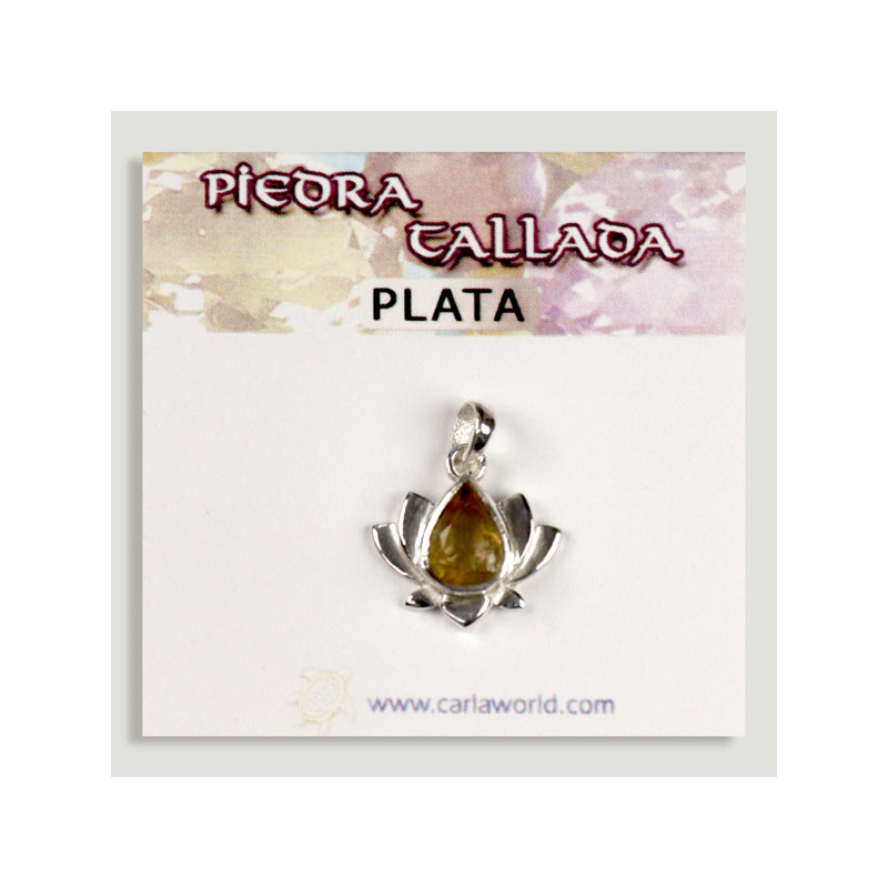 Pendente PRATA. Flor de lótus. citrino facetado Pendente PRATA. Flor de lótus. citrino facetado