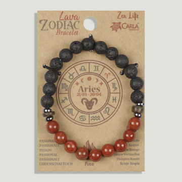 REPOSICIÓN. Lava Zodiac. Aries. Pulsera Lava con Jaspe Rojo
