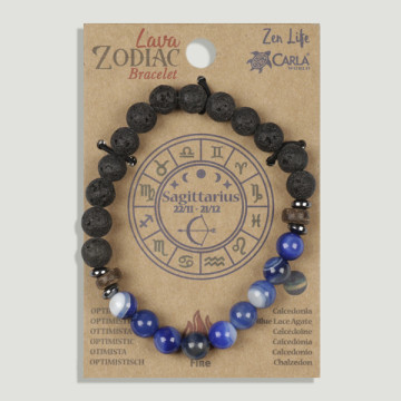 SUBSTITUIÇÃO. Lava Zodíaco. Sagitário. Pulseira Lava com Calcedónia