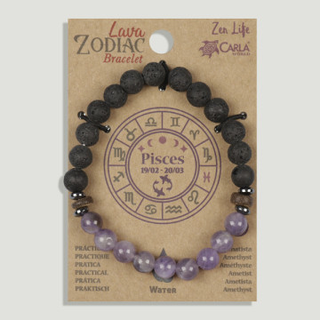SUBSTITUIÇÃO. Lava Zodíaco. Peixes. Pulseira Lava com Ametista