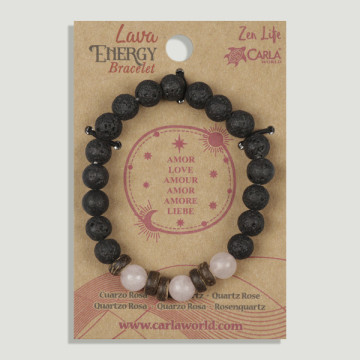 REPOSICIÓN. Lava Energy. Amor. Pulsera Lava con Cuarzo Rosa