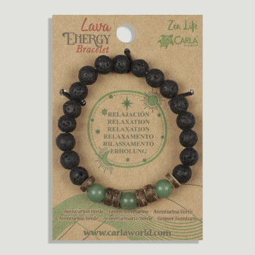 REPOSICIÓN. Lava Energy. Relajación. Pulsera Lava con Aventurina Verde