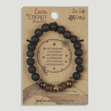 REPOSICIÓN. Lava Energy. Optimismo. Pulsera Lava con Ojo de Tigre