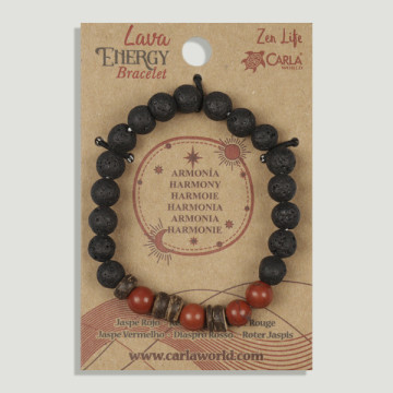 REPOSICIÓN. Lava Energy. Armonía. Pulsera Lava con Jaspe Rojo