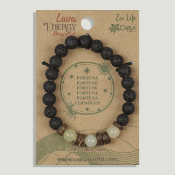 REPOSICIÓN. Lava Energy. Fortuna. Pulsera Lava con Jade