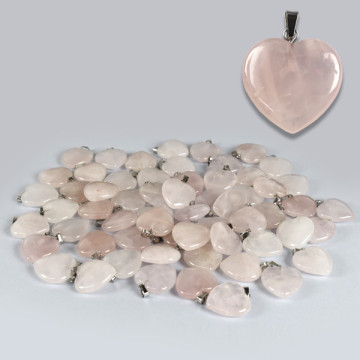 I “LOVE” CITY. Pendentif coeur. Quartz Rose. 22mm
