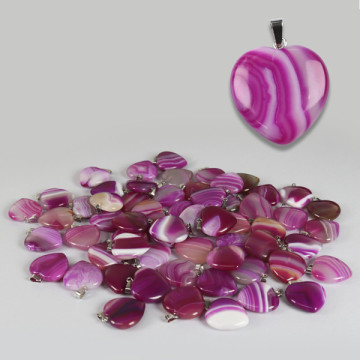 I “LOVE” CITY. Pendentif coeur. Agate rose. 22mm