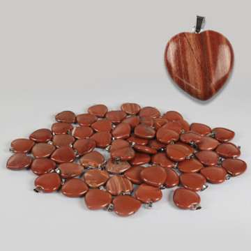 I “LOVE” CITY. Pendentif coeur. Jaspe rouge. 22mm