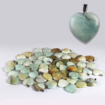 I “LOVE” CITY. Pendentif coeur. Amazonite. 22mm