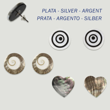 REPOSICIÓN. Pendientes Nácar PLATA. Surtidos