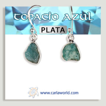 Boucles d'oreilles en ARGENT. Druzes. Topaze bleue
