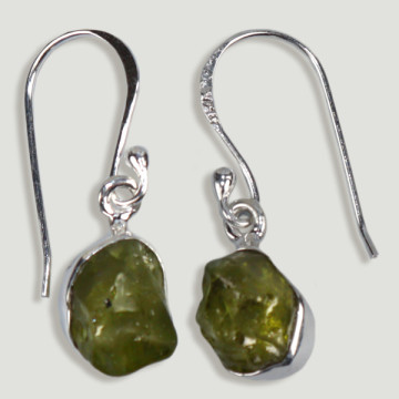 SILVER earrings. Druse. Peridot