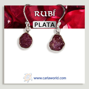 Boucles d'oreilles en ARGENT. Druzes. Rubis