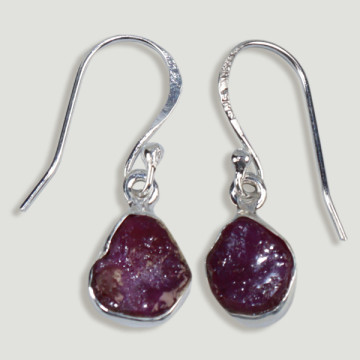 Pendientes PLATA. Drusa. Rubí