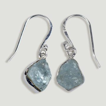 Pendientes PLATA. Drusa. Aguamarina