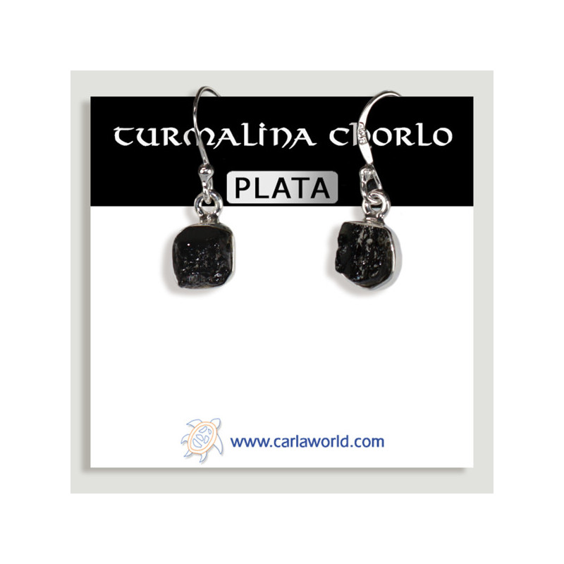 Pendientes PLATA. Drusa. Turmalina Negra Pendientes PLATA. Drusa. Turmalina Negra