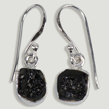 Pendientes PLATA. Drusa. Turmalina Negra