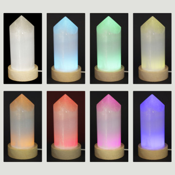 Selenite Point Lamp. USB connection. Color change. 11.5cm approx.