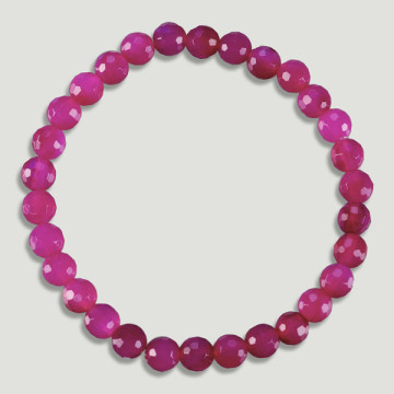 PINK AGATE. Faceted mineral bead bracelet. 6mm.