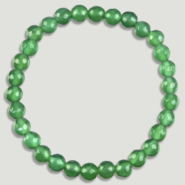 AGATE VERTE. Bracelet en perles facettées minérales. 6 mm.