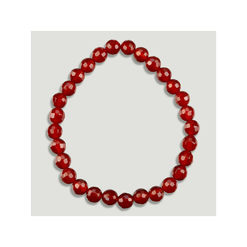 RED AGATE. Faceted mineral bead bracelet. 6mm. RED AGATE. Faceted mineral bead bracelet. 6mm.