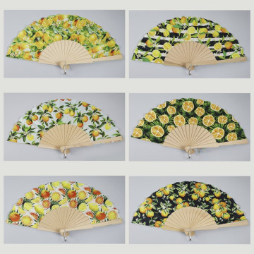Hook 34 - Wooden fan with design: Citrus. Assorted colors