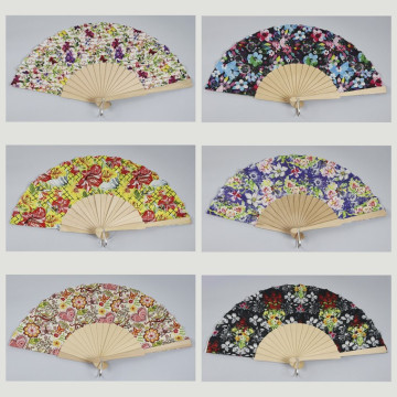 Gancho 42 - Abanico de madera con diseño de: Floral varios. Colores surtidos