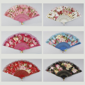 Hook 55 - Plastic fan with design: Flowers. Assorted colors