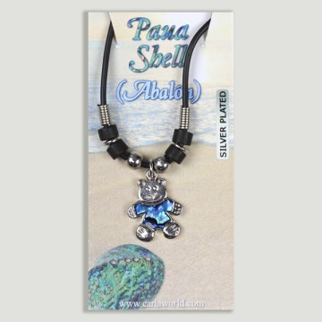 Hook 10 – Abalone Pendant with Cord. Model: Teddy Bear