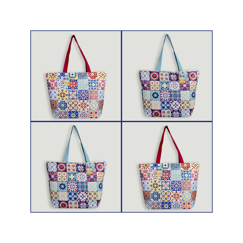 Bolso de playa. Asa lisa. Modelo Mosaico Bolso de playa. Asa lisa. Modelo Mosaico