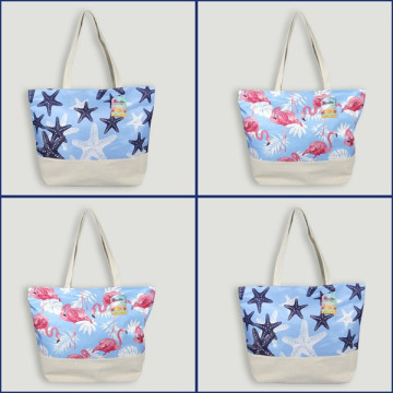 Bolso de playa. Asa lisa. Modelo Estrella Mar/Flamenco
