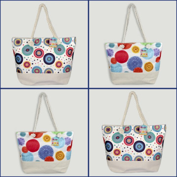 Beach bag. Rope handle. Circles model