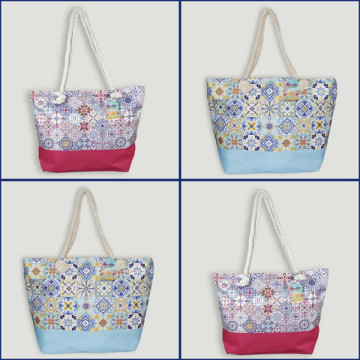 Bolso de playa. Asa cuerda. Modelo Mosaico
