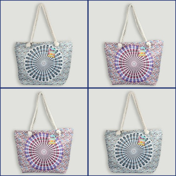 Beach bag. Rope handle. Mandala model