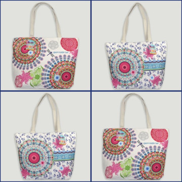 Bolsa de playa, asa lisa. Modelo Mandalas