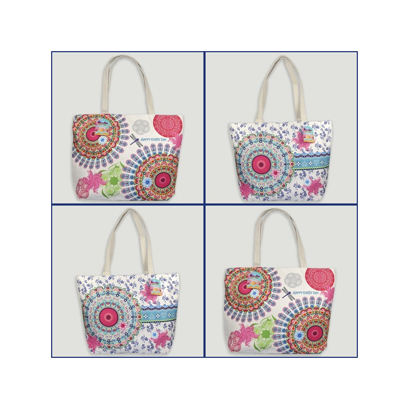 Beach bag, smooth handle. Mandalas model Beach bag, smooth handle. Mandalas model
