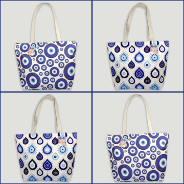 Beach bag, smooth handle. Turkish Eye model