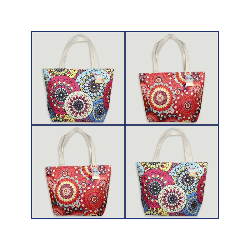 Sac de plage, anse lisse. Modèle de mandala Sac de plage, anse lisse. Modèle de mandala