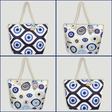 Bolsa de playa, asa cuerda. Modelo Ojo Turco