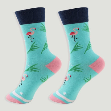 Crochet 37 – Paire de chaussettes. Modèle : Flamants roses