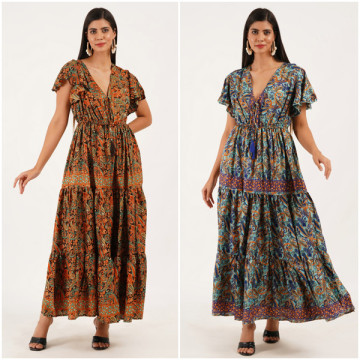 Polyester long dress. One size / 4 colors