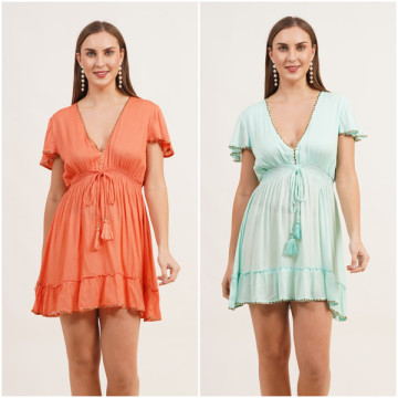 Viscose short dress. One size / 4 colors