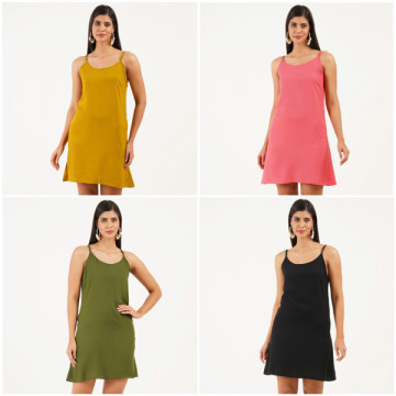 Vestido curto em viscose. Tamanho único / 4 cores