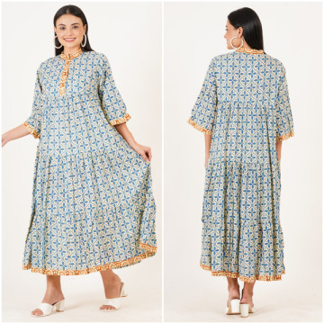 Long cotton dress. One size / 4 prints