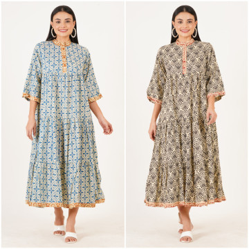 Long cotton dress. One size / 4 prints