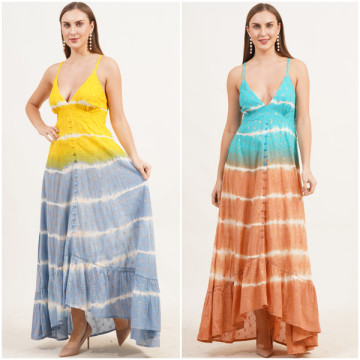 TyeDye long cotton dress. One size / 2 colors
