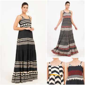Vestido longo em rayon. Tamanho único / 4 estampas