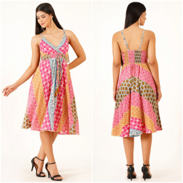 Vestido curto de algodão. Tamanho único / 4 cores