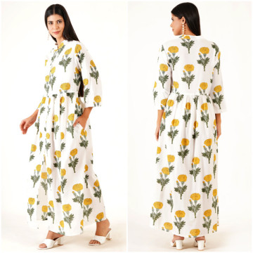 Vestido largo Algodón. Talla Única / 2 estampados